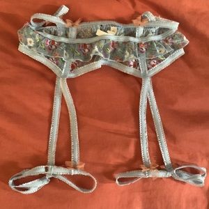 For Love & Lemons blue lace garter belt